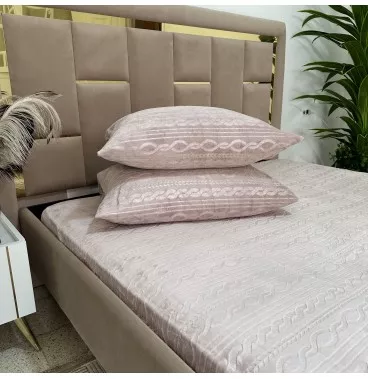 Housse de matelas Velour gravé épaisse 3 pièces Haut Gamme