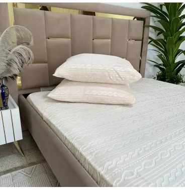 Housse de matelas Velour gravé épaisse 3 pièces Haut Gamme