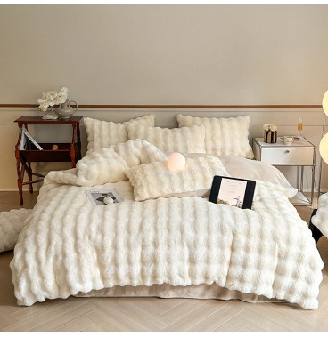 LUX -Ensemble Couette  Double face en Fourrure Lapin - 5 Pièces