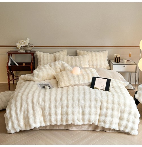 LUX -Ensemble Couette  Double face en Fourrure Lapin - 5 Pièces