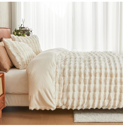 LUX -Ensemble Couette  Double face en Fourrure Lapin - 5 Pièces