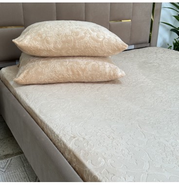 Housse de matelas Velour gravé épaisse 3 pièces Haut Gamme
