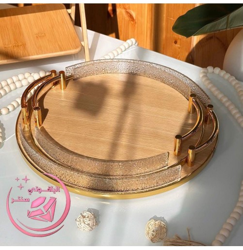 Plateaux en Bambou avec Poignées Dorées – Élégance Naturelle & Raffinée