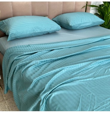 Parure de Lit 4 Pièces Coton – Douceur & Élégance Rayures Satinées