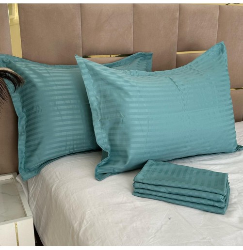 Lot de 6 Taies d’Oreiller 50x70 cm – Coton Microfibre Rayé Satiné
