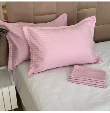 Lot de 6 Taies d’Oreiller 50x70 cm – Coton Microfibre Rayé Satiné