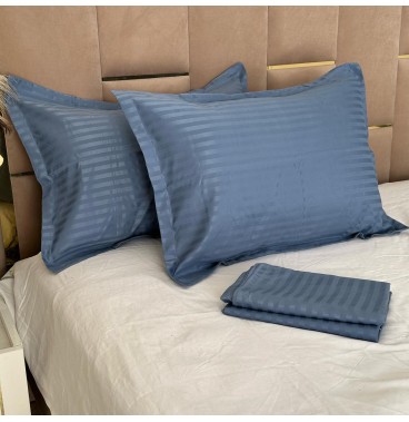 Lot de 6 Taies d’Oreiller 50x70 cm – Coton Microfibre Rayé Satiné