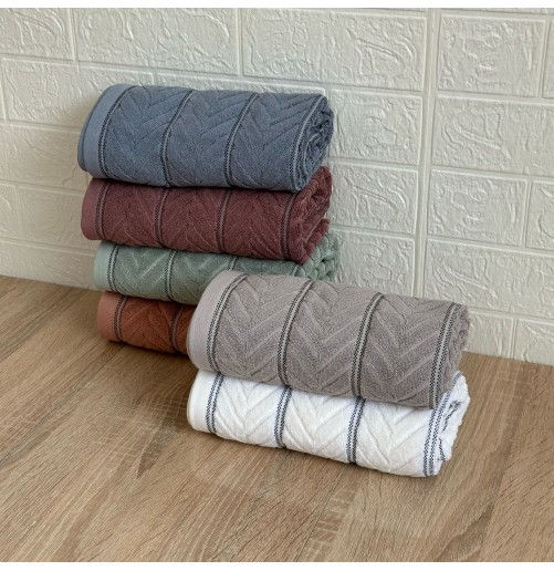 Lot de 6 Serviettes de Bain en Coton| Élégance & Confort (90×50 cm)