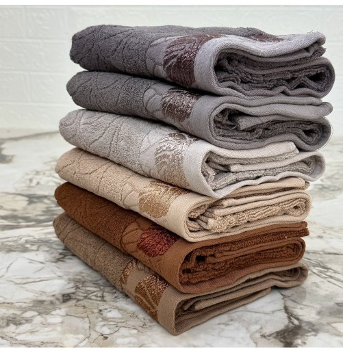 Lot de 6 Serviettes de Bain en Coton| Élégance & Confort (90×50 cm)