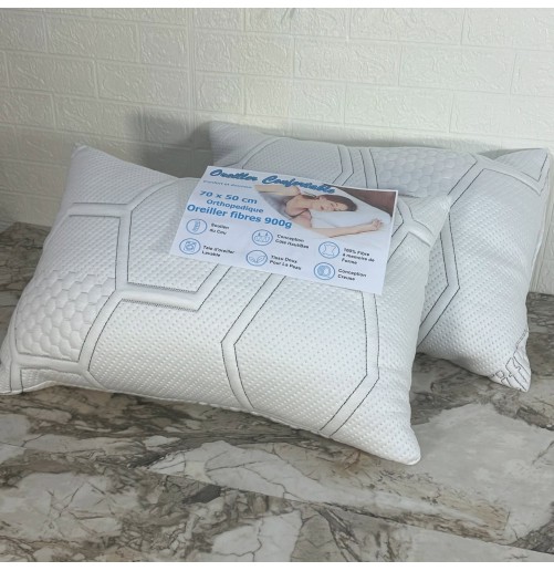Lot 4 Oreillers Orthopédiques en Microfibre Siliconée 50*70 cm