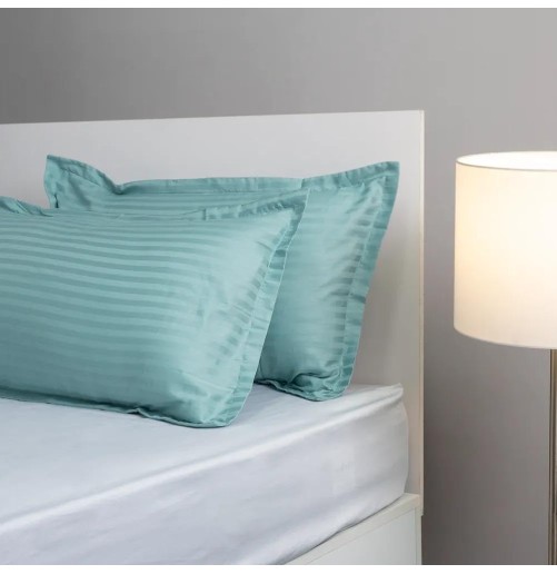 Lot de 6 Taies d’Oreiller 50x70 cm – Coton Microfibre Rayé Satiné