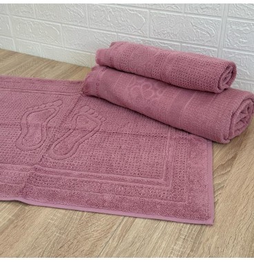Ensemble 3 pièces de linge de bain luxe – Drap, serviette et tapis