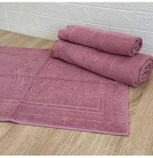 Ensemble 3 pièces de linge de bain luxe – Drap, serviette et tapis