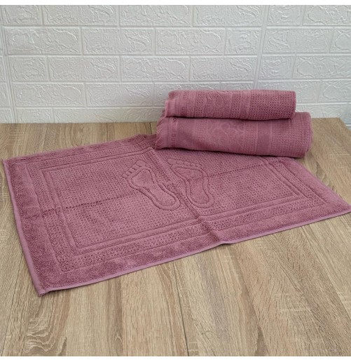 Ensemble 3 pièces de linge de bain luxe – Drap, serviette et tapis