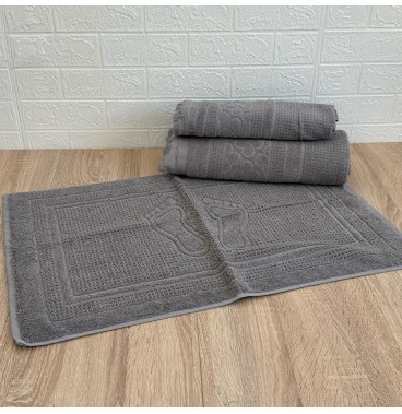 Ensemble 3 pièces de linge de bain luxe – Drap, serviette et tapis