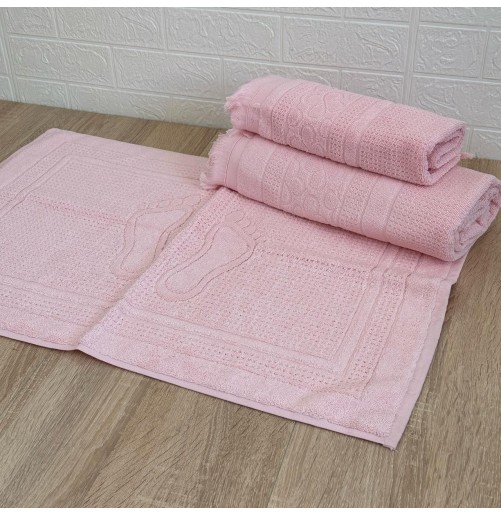Ensemble 3 pièces de linge de bain luxe – Drap, serviette et tapis