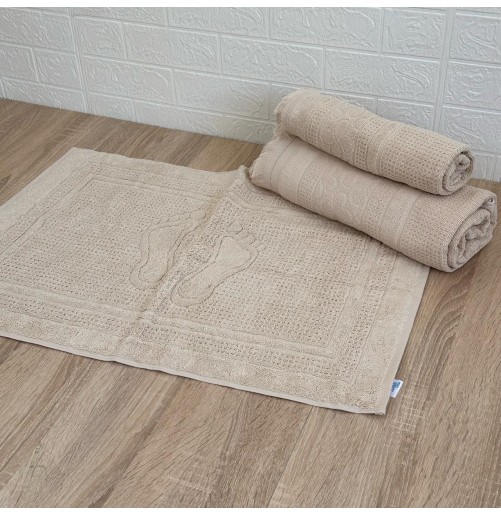 Ensemble 3 pièces de linge de bain luxe – Drap, serviette et tapis
