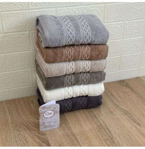 Lot de 6 serviettes de bain visage en coton bio – Marque SIKEL, qualité luxe