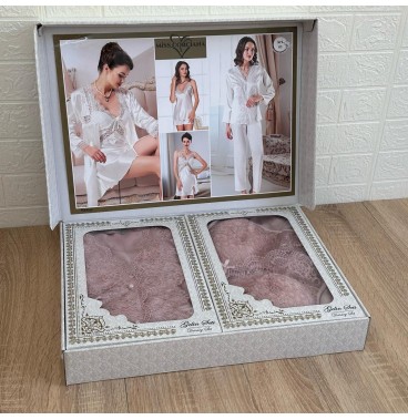 Pack lingerie 6 pièces en satin de soie luxueux