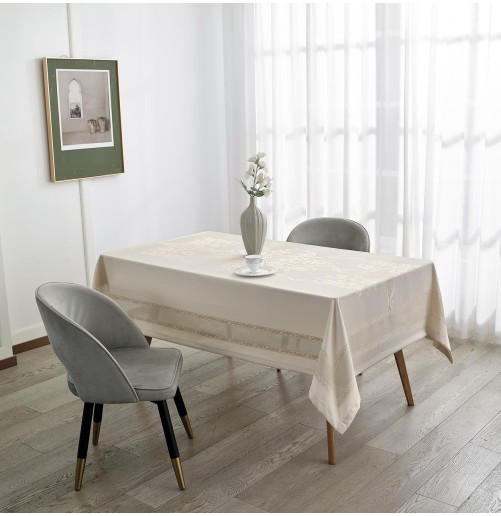Nappe de table haut de gamme – Jacquard 3D, imperméable, style luxe