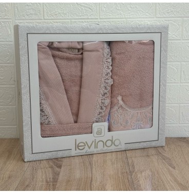 Pack peignoir 3 pièces en coton brodé – Haute qualité, avec coffret cadeau élégant