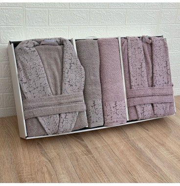 Pack linge de bain 6 pièces LAVINDA – Peignoirs + serviettes, qualité luxe