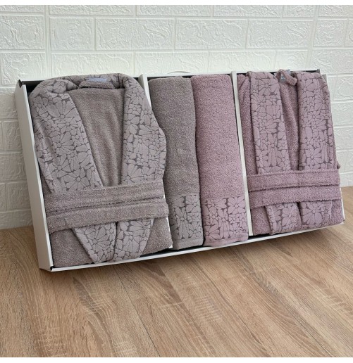 Pack linge de bain 6 pièces LAVINDA – Peignoirs + serviettes, qualité luxe