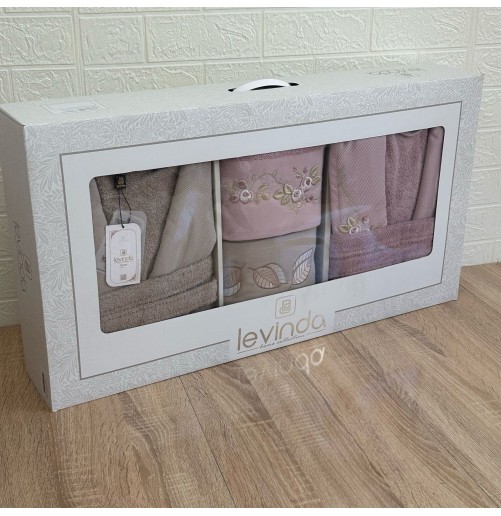 Pack linge de bain 6 pièces LAVINDA – Peignoirs + serviettes, qualité luxe