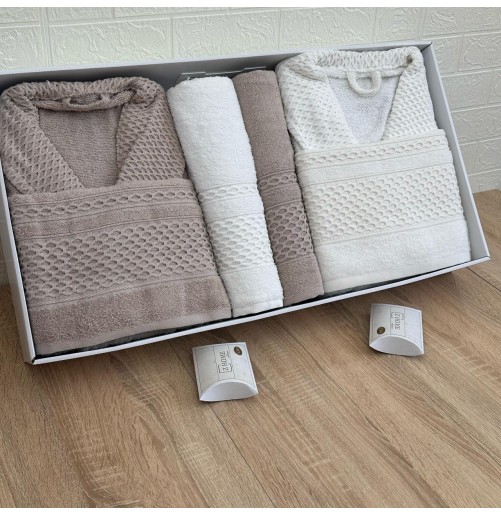 Coffret Linge de Bain Elle & Lui – 6 Pièces 100% Coton – Doux & Absorban