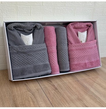 Coffret Linge de Bain Elle & Lui – 6 Pièces 100% Coton – Doux & Absorban