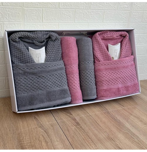 Coffret Linge de Bain Elle & Lui – 6 Pièces 100% Coton – Doux & Absorban