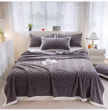 Plaid en fourrure 2 places avec 2 taies d’oreiller –210x230 cm
