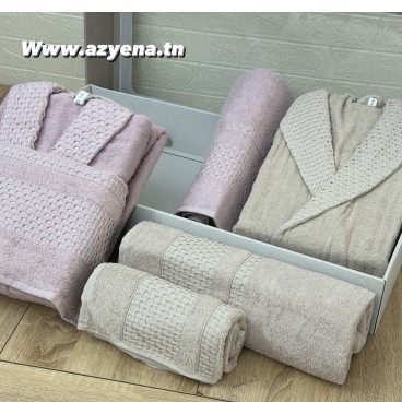 Coffret Linge de Bain Elle & Lui – 6 Pièces 100% Coton – Doux & Absorban