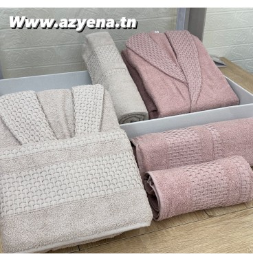Coffret Linge de Bain Elle & Lui – 6 Pièces 100% Coton – Doux & Absorban