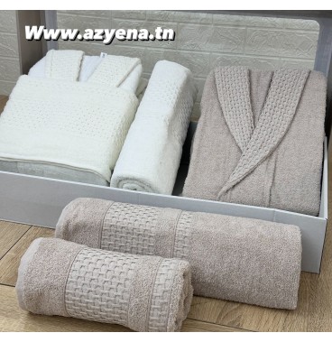 Coffret Linge de Bain Elle & Lui – 6 Pièces 100% Coton – Doux & Absorban