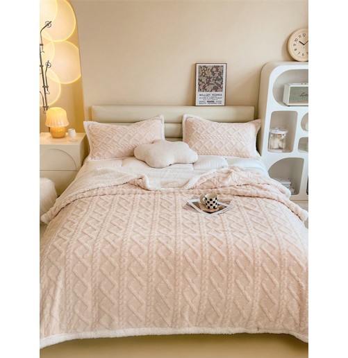 Plaid en fourrure 2 places avec 2 taies d’oreiller – 210x230 cm
