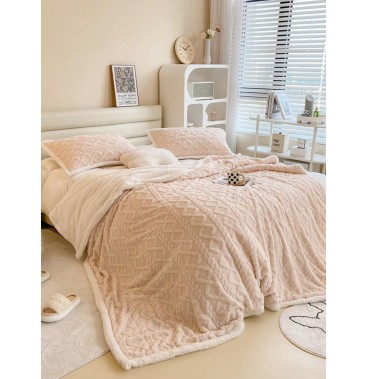 Plaid en fourrure 2 places avec 2 taies d’oreiller – 210x230 cm