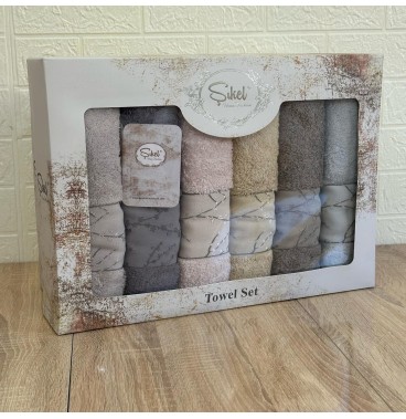 Coffret de 6 Serviettes de Bain & Visage SIKEL – 100% Coton Épais – Qualité Supérieure