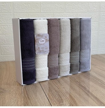 Coffret de 6 Serviettes de Bain & Visage SIKEL – 100% Coton Épais – Qualité Supérieure