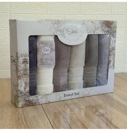 Coffret de 6 Serviettes de Bain & Visage SIKEL – 100% Coton Épais – Qualité Supérieure