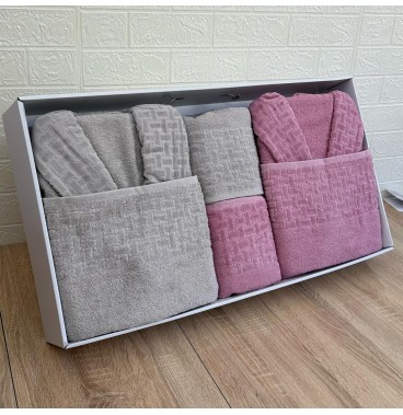 Coffret Linge de Bain Elle & Lui – 6 Pièces 100% Coton – Doux & Absorban