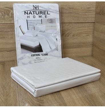 Parure de Lit 4 Pièces Coton 2 Places  – Blanc