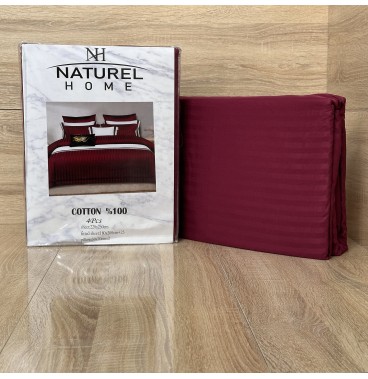Parure de Lit 4 Pièces Coton 2 Places – Bordeaux
