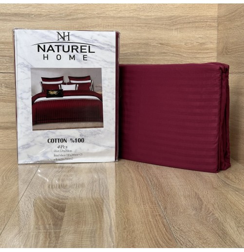 Parure de Lit 4 Pièces Coton 2 Places – Bordeaux