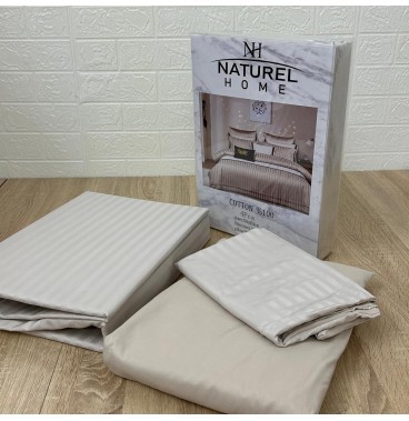 Parure de Lit 4 Pièces Coton 2 Places  – Beige claire