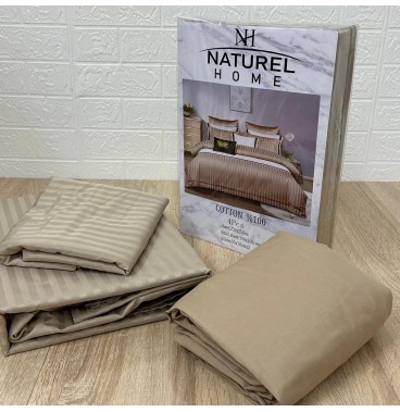 Parure de Lit 4 Pièces Coton 2 Places  – Beige Foncée