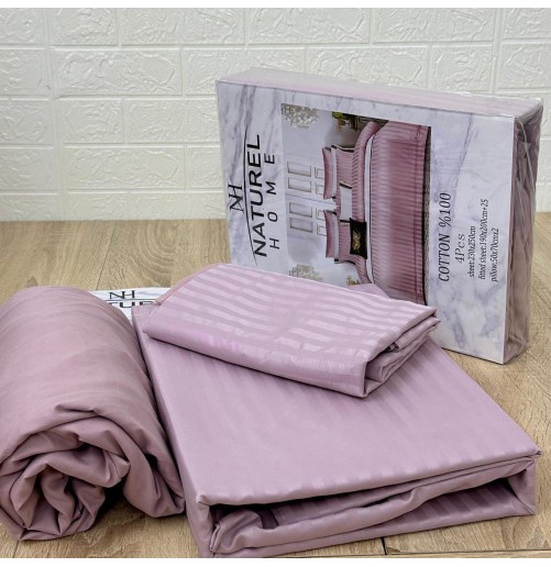 Parure de Lit 4 Pièces Coton 2 Places  – Rose