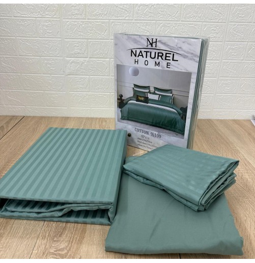 Parure de Lit 4 Pièces Coton 2 Places – Vert