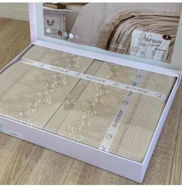 Parure de lit 4 pièces Batinur – 100% coton doux et brodé, design élégant