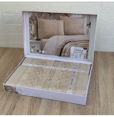 Parure de lit 4 pièces Batinur – 100% coton doux et brodé, design élégant